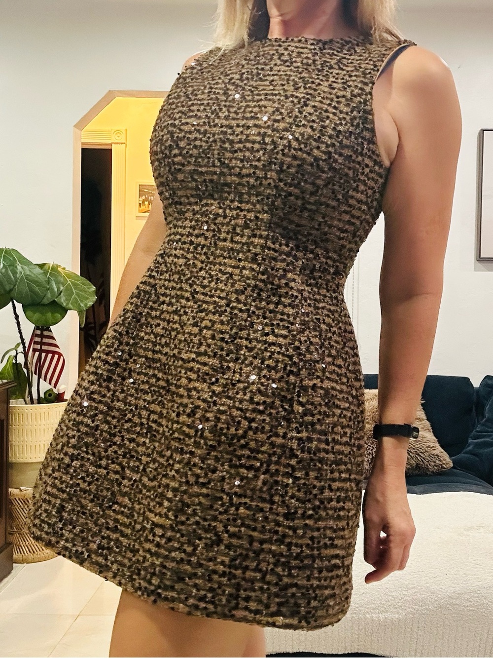 NWT Gianni Bini Emma Sequin Tweed Structured Mini Dress Size 12 - Picture 2 of 12